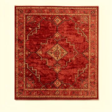 Kowloon Geometric Power Loom Red Rug (synthetic illustration; no displayed measurements)