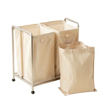Clay Bridge Laundry Sorting Station With Plain Removable Bags - Beige