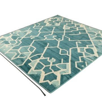 Camdenton Geometric Teal Blue Indoor / Outdoor Area Rug