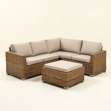 Adal Outdoor Patio 4 Piece Rattan Sectional Seating Group With Cushions (synthetic illustration; no displayed measurements)