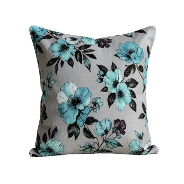 Adaliz Fleurs Turquoise Throw Pillow