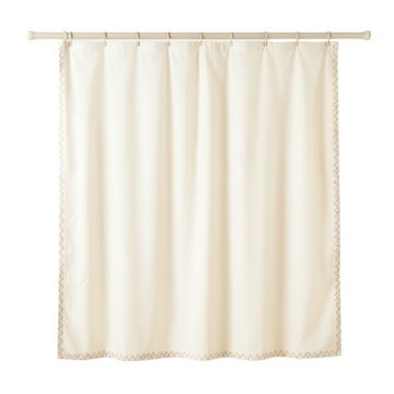 River Edge Shower Curtain Hanging Flat From A Plain Rod - Ivory