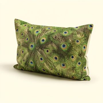 Peacock Lumbar Pillow (synthetic illustration; no displayed measurements)