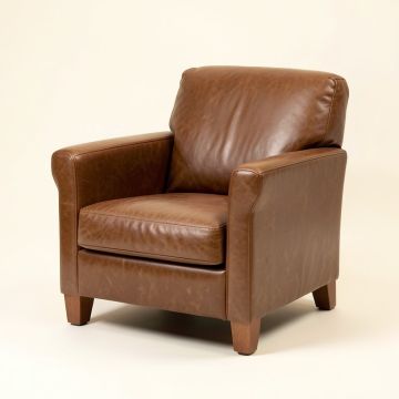 Leeds 24 '' Wide Top Grain Leather Armchair (synthetic illustration; no displayed measurements)