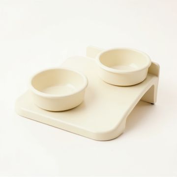 Wren Edge Pet Feeding Stand With Two Plain Empty Bowls - Ivory (synthetic illustration; no displayed measurements)