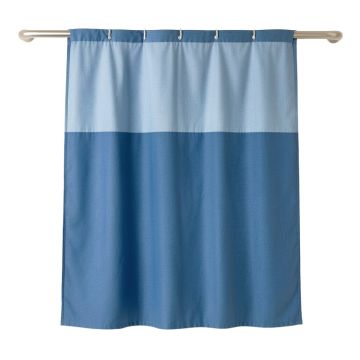 Stone Branch Shower Curtain Hanging Flat From A Plain Rod - Blue