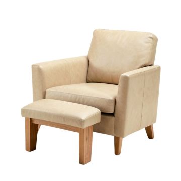 Faux Leather Single Sofa Accent Chair With Ottoman Foot Rest