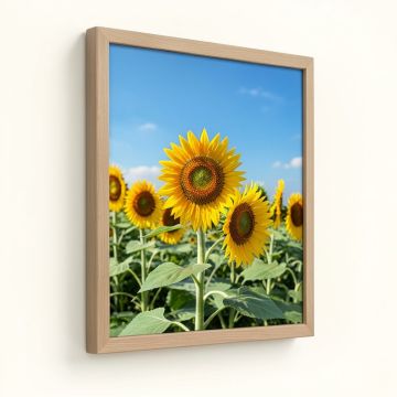 Sunflowers And Blue Sky By Walter Bibikow Danita Delimont - Floater Frame Photograph Print On Canvas (synthetic illustration; no displayed measurements)