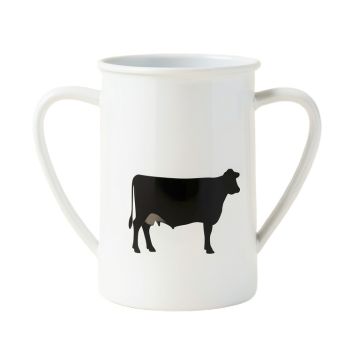 `` Farm Fresh Milk '' With Cow Design White Metal Jug