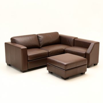 Giuliana 104 '' Wide Faux Leather Reversible Sofa & Chaise With Ottoman (synthetic illustration; no displayed measurements)