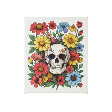 Sugar Skull Daisy - 4 Piece Wrapped Canvas Graphic Art Print Set