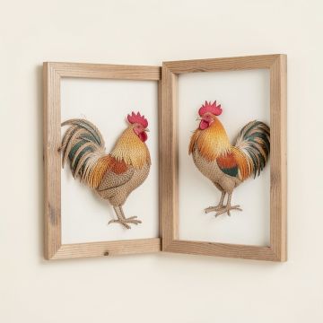 2 Piece Burlap Rooster Wall Décor Set (synthetic illustration; no displayed measurements)