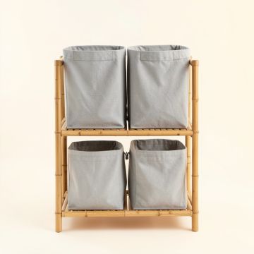 Reed Bend Laundry Sorting Station With Plain Removable Bags - Gray (synthetic illustration; no displayed measurements)