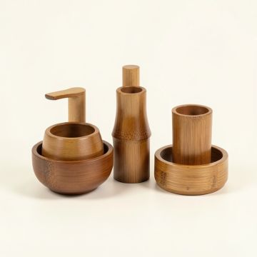 Tony Bamboo And Metal 8 Piece Bathroom Accessory Set (synthetic illustration; no displayed measurements)