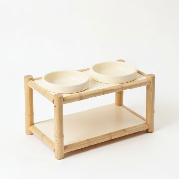Field Dell Pet Feeding Stand With Two Plain Empty Bowls - Cream (synthetic illustration; no displayed measurements)