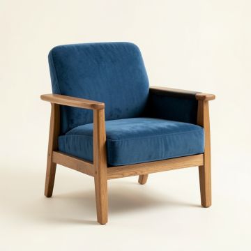 Ridge Arc Upholstered Armchair - Blue (synthetic illustration; no displayed measurements)