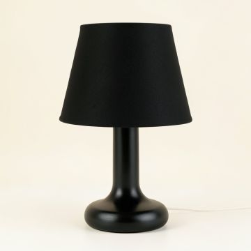 Moss Arc Table Lamp With A Plain Fabric Shade - Black (synthetic illustration; no displayed measurements)