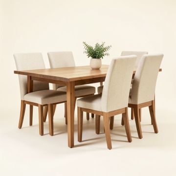 Hallas Butterfly Leaf Rubberwood Solid Wood Dining Set (synthetic illustration; no displayed measurements)