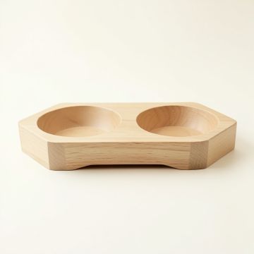 Cliff Dale Pet Feeding Stand With Two Plain Empty Bowls - Beige (synthetic illustration; no displayed measurements)