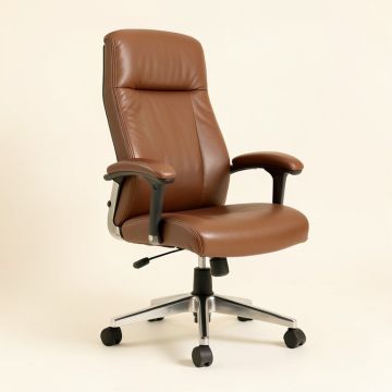 Faux Leather Swivel Desk Chair with Arms (synthetic illustration; no displayed measurements)