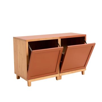 Birch Canyon Freestanding Pull-Out Hamper Cabinet - Terracotta