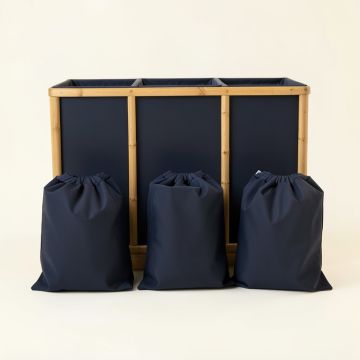 Rowan Dell Laundry Sorting Station With Plain Removable Bags - Navy (synthetic illustration; no displayed measurements)