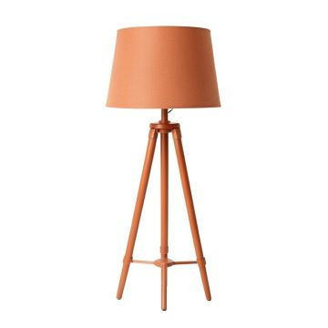 Maple Arc Floor Lamp With A Plain Fabric Shade - Terracotta