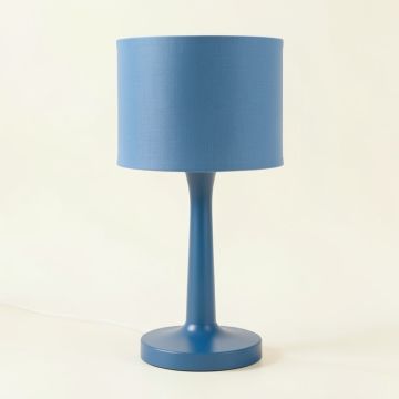Elm Crest Table Lamp With A Plain Fabric Shade - Blue (synthetic illustration; no displayed measurements)