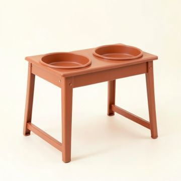 Fern Arc Pet Feeding Stand With Two Plain Empty Bowls (synthetic illustration; no displayed measurements)