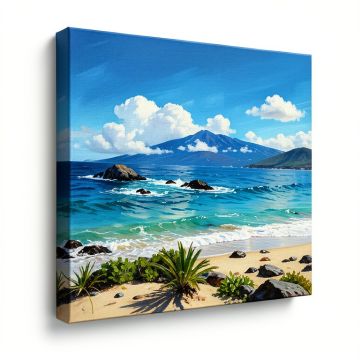 Skyline Series : Honolulu , Hawaii , Usa On Blue Painting Print On Wrapped Canvas (synthetic illustration; no displayed measurements)