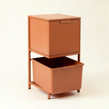Holly Crest Freestanding Pull-Out Hamper Cabinet - Terracotta (synthetic illustration; no displayed measurements)