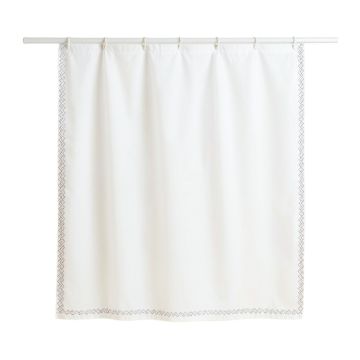 Cliff Dell Shower Curtain Hanging Flat From A Plain Rod - White