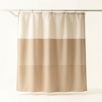 Fern Bluff Shower Curtain Hanging Flat From A Plain Rod - Beige (synthetic illustration; no displayed measurements)