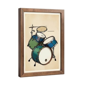 Multi-Color Drums On Music Sheet # 2 - Graphic Art Print
