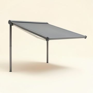 118.1 '' W Manual Retraction Side Awning In Gray (synthetic illustration; no displayed measurements)
