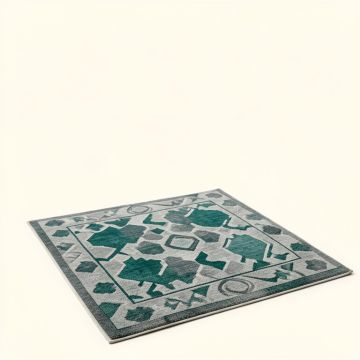Naila Geometric Gray/Teal Indoor / Outdoor Area Rug (synthetic illustration; no displayed measurements)