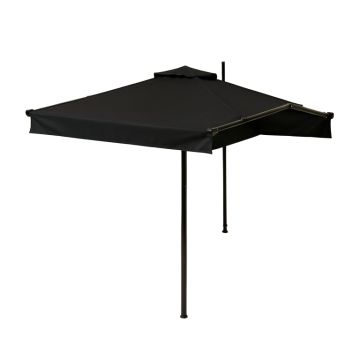 118.1 '' W Manual Retraction Side Awning In Black