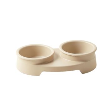 Briar Canyon Pet Feeding Stand With Two Plain Empty Bowls - Beige