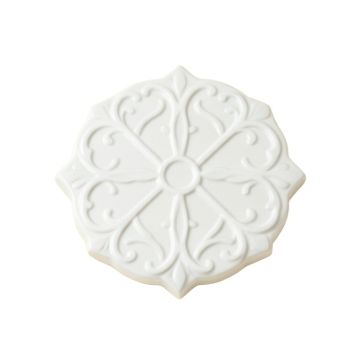 14 '' X 14 '' Ceramic Fleurdelis Medallion Tile In White