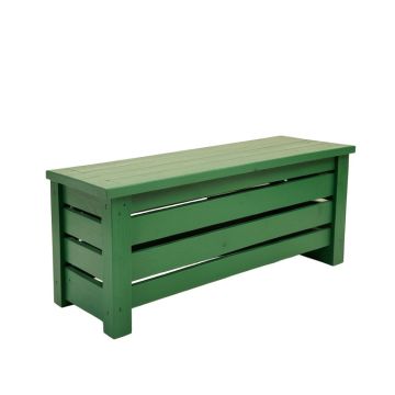 Oak Branch Narrow Outdoor Storage Bench - Green