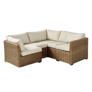 Eldora 94 '' W Wicker Patio Sectional With Cushions (synthetic illustration; no displayed measurements)