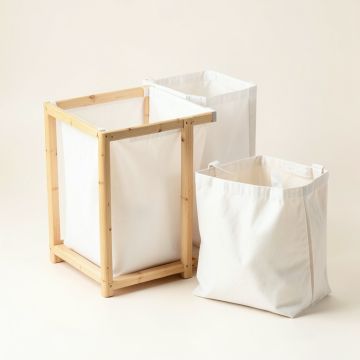 Wren Bridge Laundry Sorting Station With Plain Removable Bags - White (synthetic illustration; no displayed measurements)