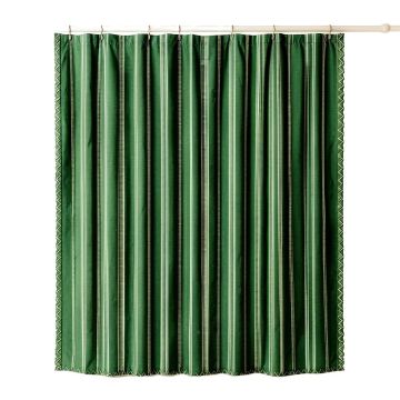 Glen Falls Shower Curtain Hanging Flat From A Plain Rod - Green
