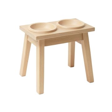 Fern Field Pet Feeding Stand With Two Plain Empty Bowls - Beige