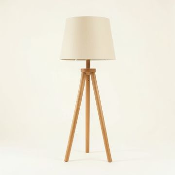 Rowan Bridge Floor Lamp With A Plain Fabric Shade - Beige (synthetic illustration; no displayed measurements)
