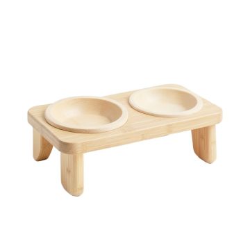 Clay Brook Pet Feeding Stand With Two Plain Empty Bowls - Ivory