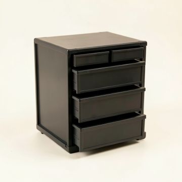 Oak Bend Small-Parts Storage Drawer Cabinet - Black (synthetic illustration; no displayed measurements)