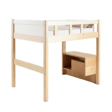 Mallika Solid Wood Panel Loft Bed With Built-In-Desk