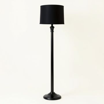 Wren Crest Floor Lamp With A Plain Fabric Shade - Black (synthetic illustration; no displayed measurements)