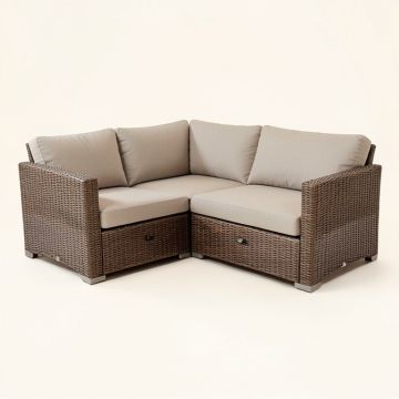 Kathy Ireland Homes & Gardens River Brook Single Ash Wicker Patio Sectional With Cushions (synthetic illustration; no displayed measurements)